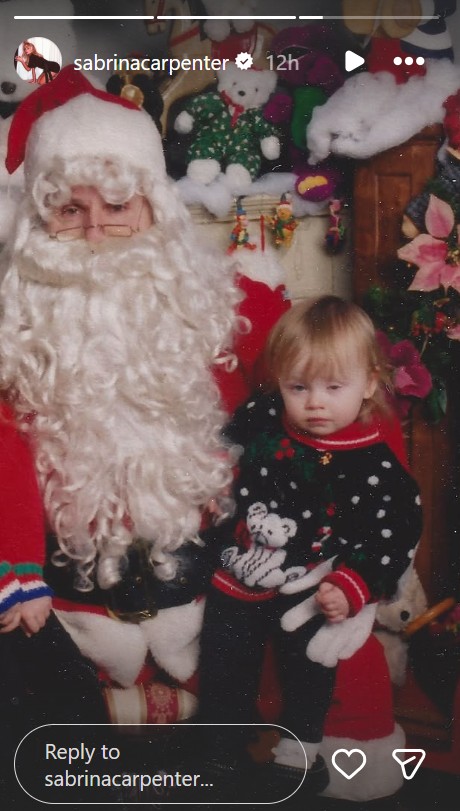 Sabrina Carpenter unveils a photo from the past on Christmas
